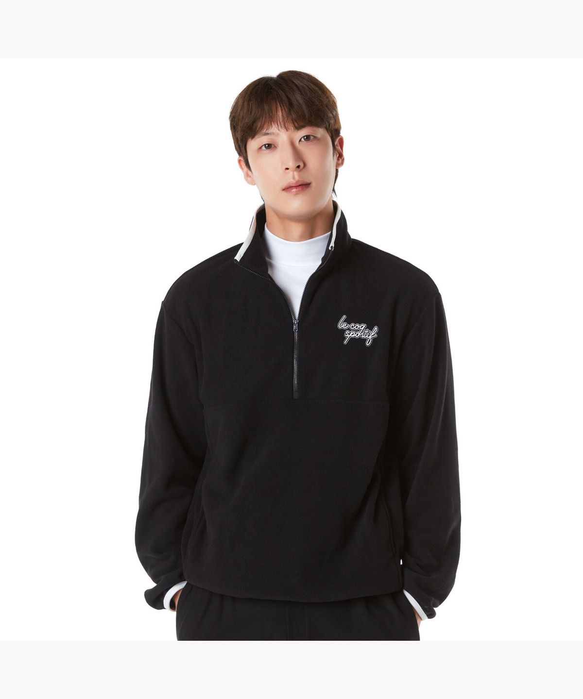 르꼬끄 골프(LECOQ GOLF) 남성 플리스 하프짚 티셔츠 (GP421MTLO4)
