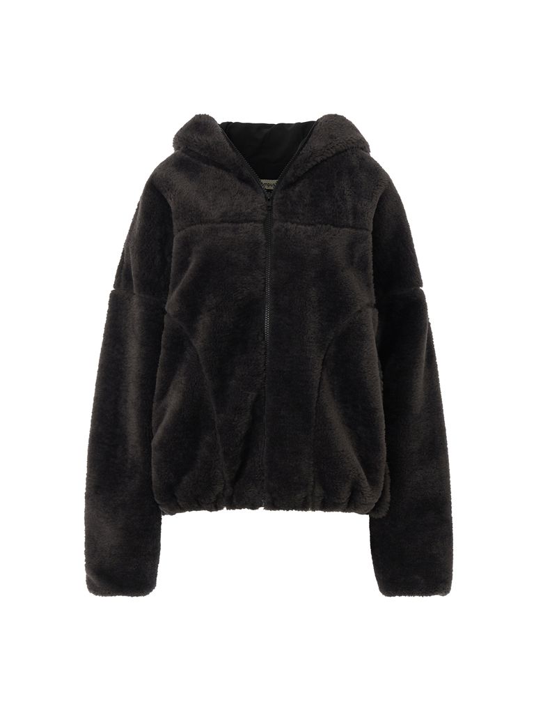 FLEECE HOOD ZIP-UP [Charcoal]