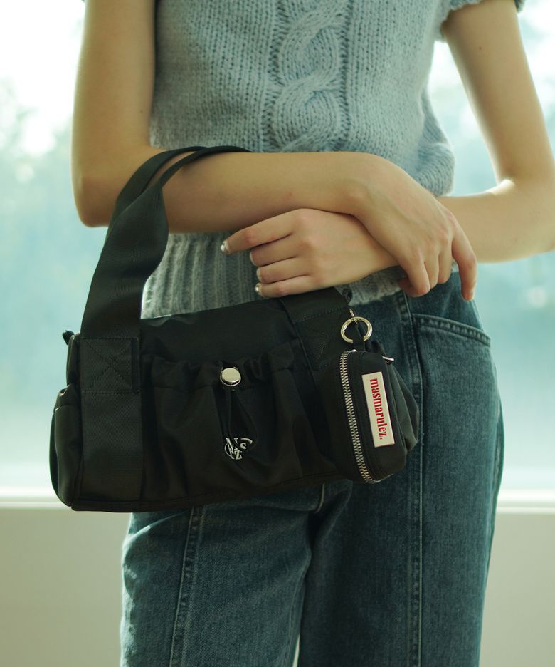[파우치세트] mini ver. glossy tote cross bag _ Black
