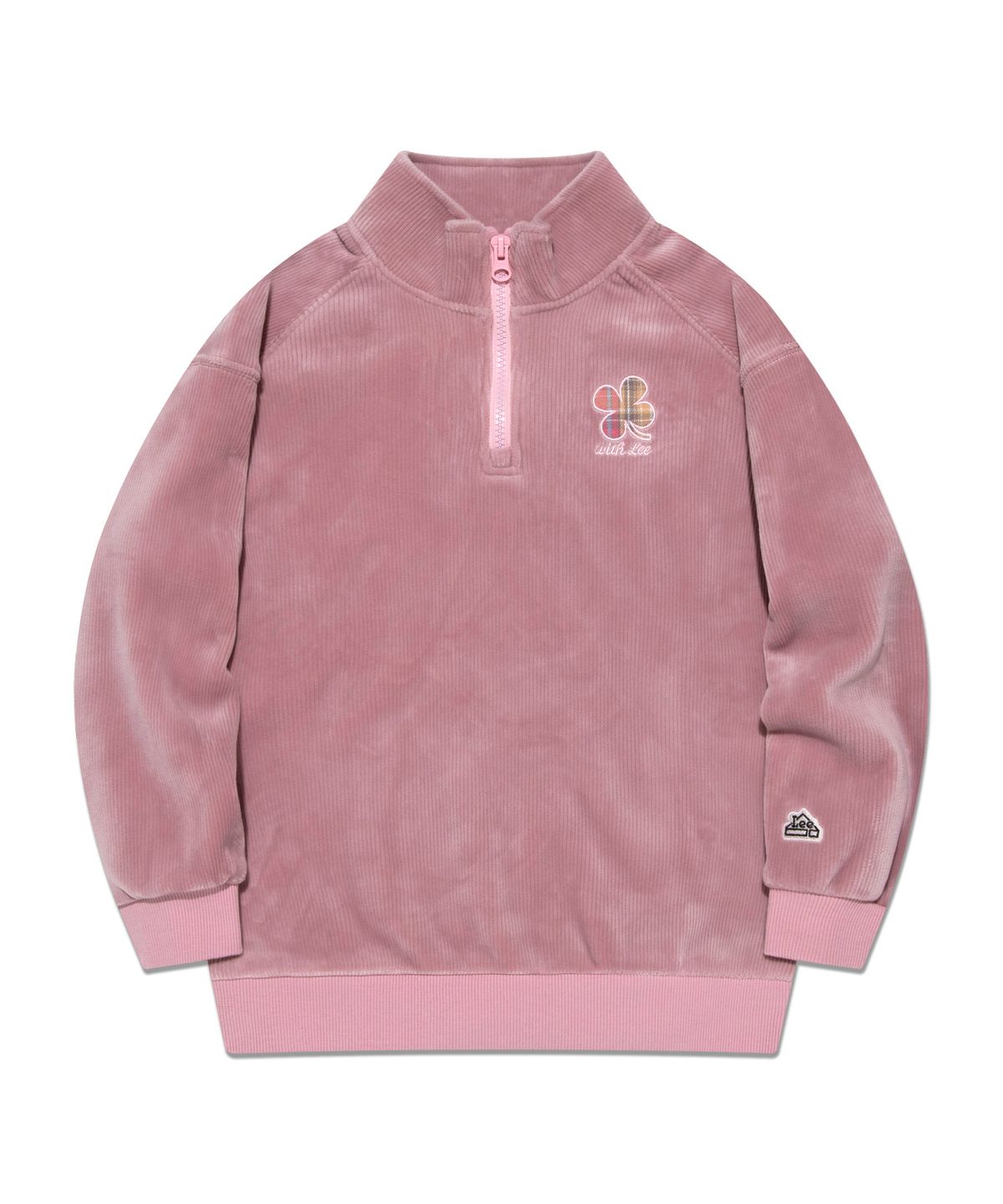 리 키즈(LEE KIDS) 벨로아 골지 기모 레귤러핏 하프집업 스웨트셔츠 퍼플 LK2404CR72PU