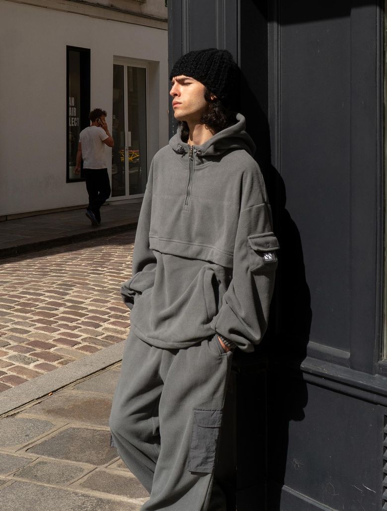 Fleece Hood Zip-Up Jogger Set Up CSOs-020 (gray) [Unisex]