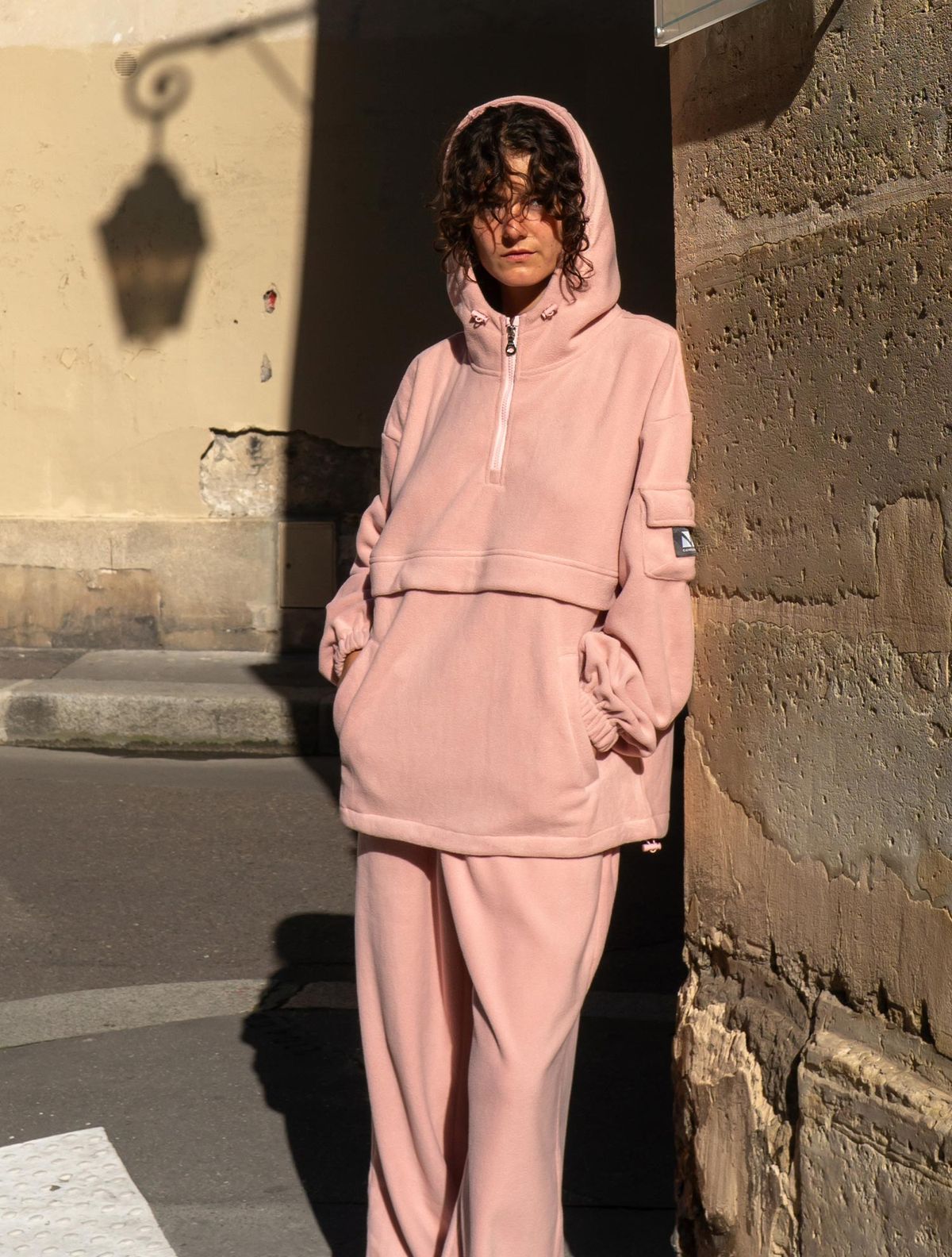 꼼소넛(COMSONNOT) Fleece Hood Zip-Up Jogger Set Up CSOs-020 (pink) [Unisex]