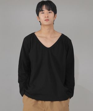 BIG V넥 무지 롱슬리브 BVL-837 블랙