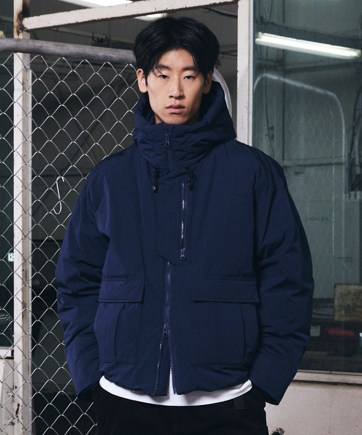 칼라파타르(KALAPATTHAR) Poly Cotton RIB Insulation Short-Jacket - NAVY