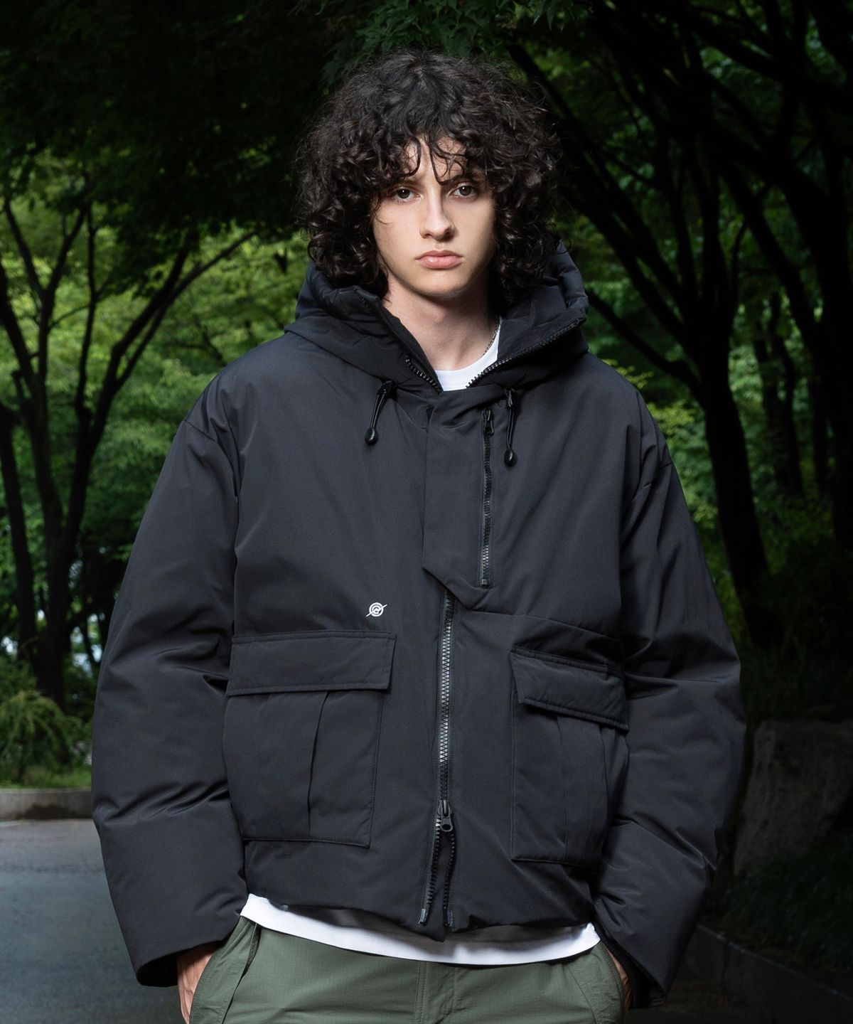 칼라파타르(KALAPATTHAR) Poly Cotton RIB Insulation Short-Jacket - BLACK