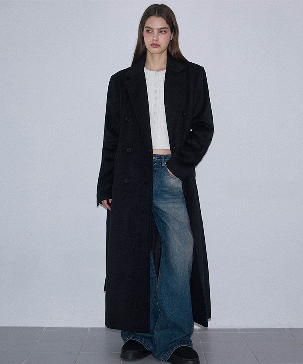 로제프란츠(ROSEFRANTZ) Double Button Maxi Long Coat [Black]