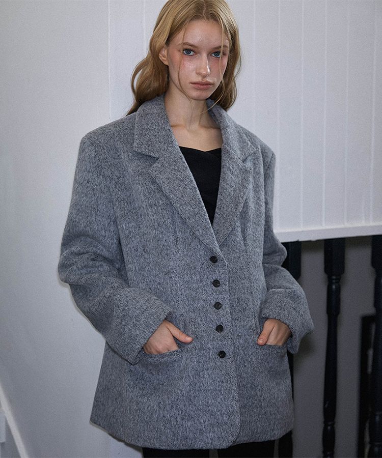Rose Frantz ♥ Wool Mix Half Jacket /追跡付 MUSINSA | ROSÉ FRANTZ Wool Mix Half Jacket [Gray]