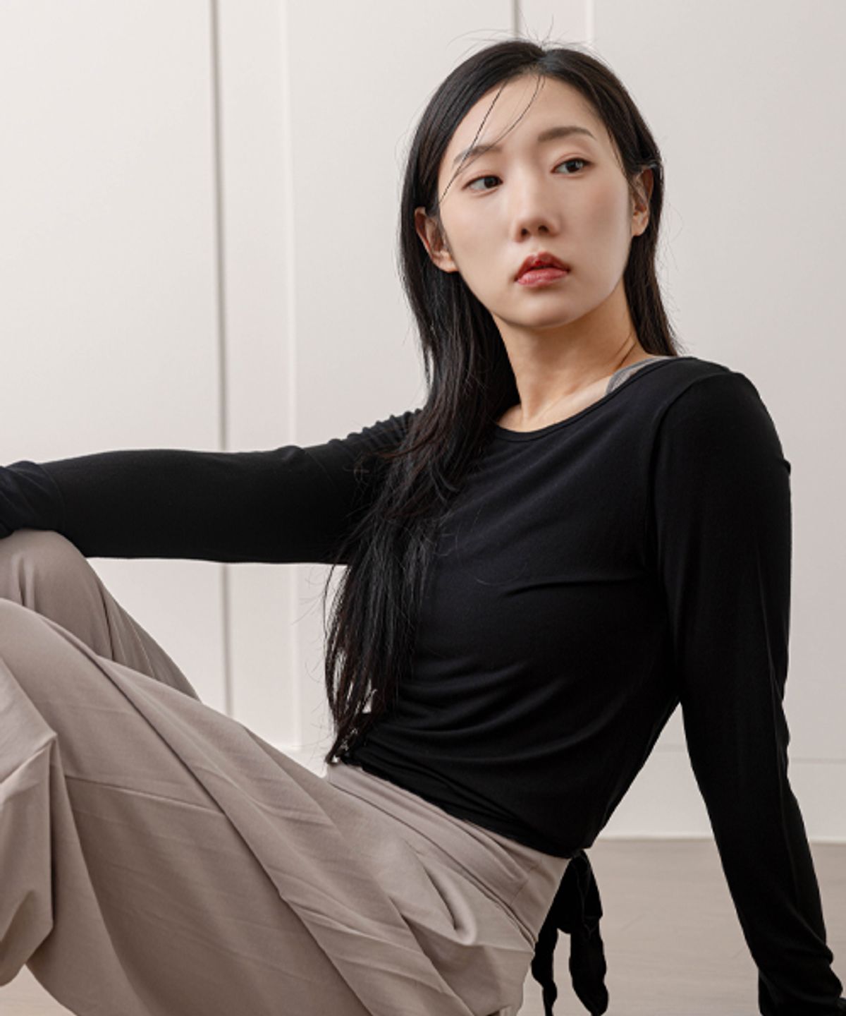 모어아웃(MOREOUT) 여성요가복 레이온 로프 티셔츠 3TT4371
