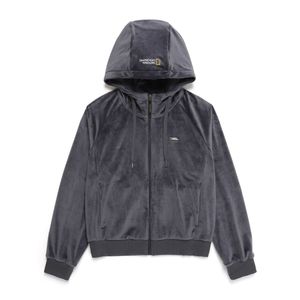 N244WFT090 여성 베이라 벨벳 트레이닝 후드 집업 BLUE GREY