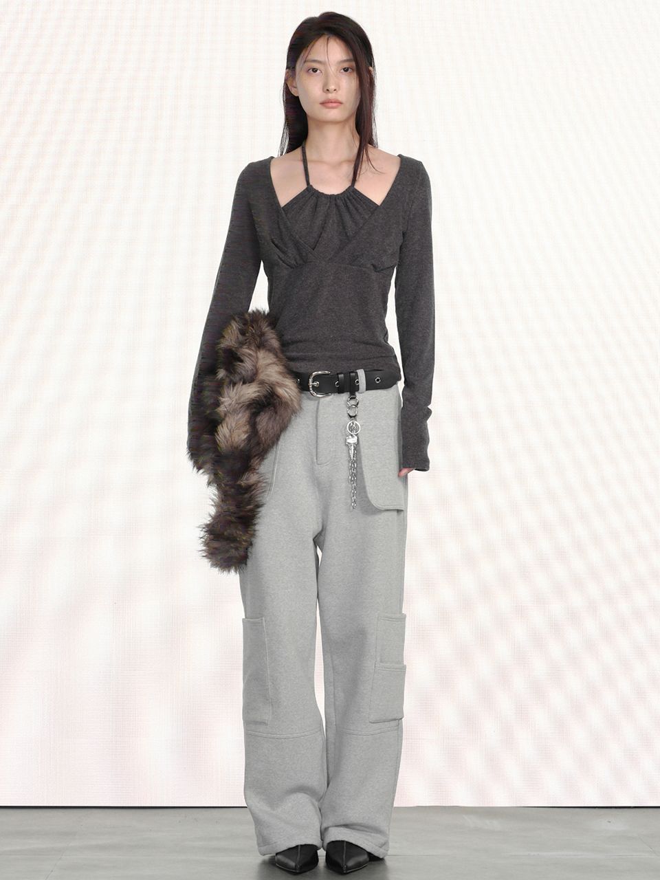 ★CERRIC★OUTSIDE PATCHED PANTS★1479_1478★2 Colors★韓国★ MUSINSA | CERRIC OUTSIDE PATCHED PANTS / MELANGE GRAY