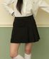 여성 베이직 로고 언발 플리츠 스커트 블랙