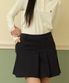 여성 베이직 로고 언발 플리츠 스커트 네이비