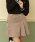 여성 베이직 로고 언발 플리츠 스커트 베이지