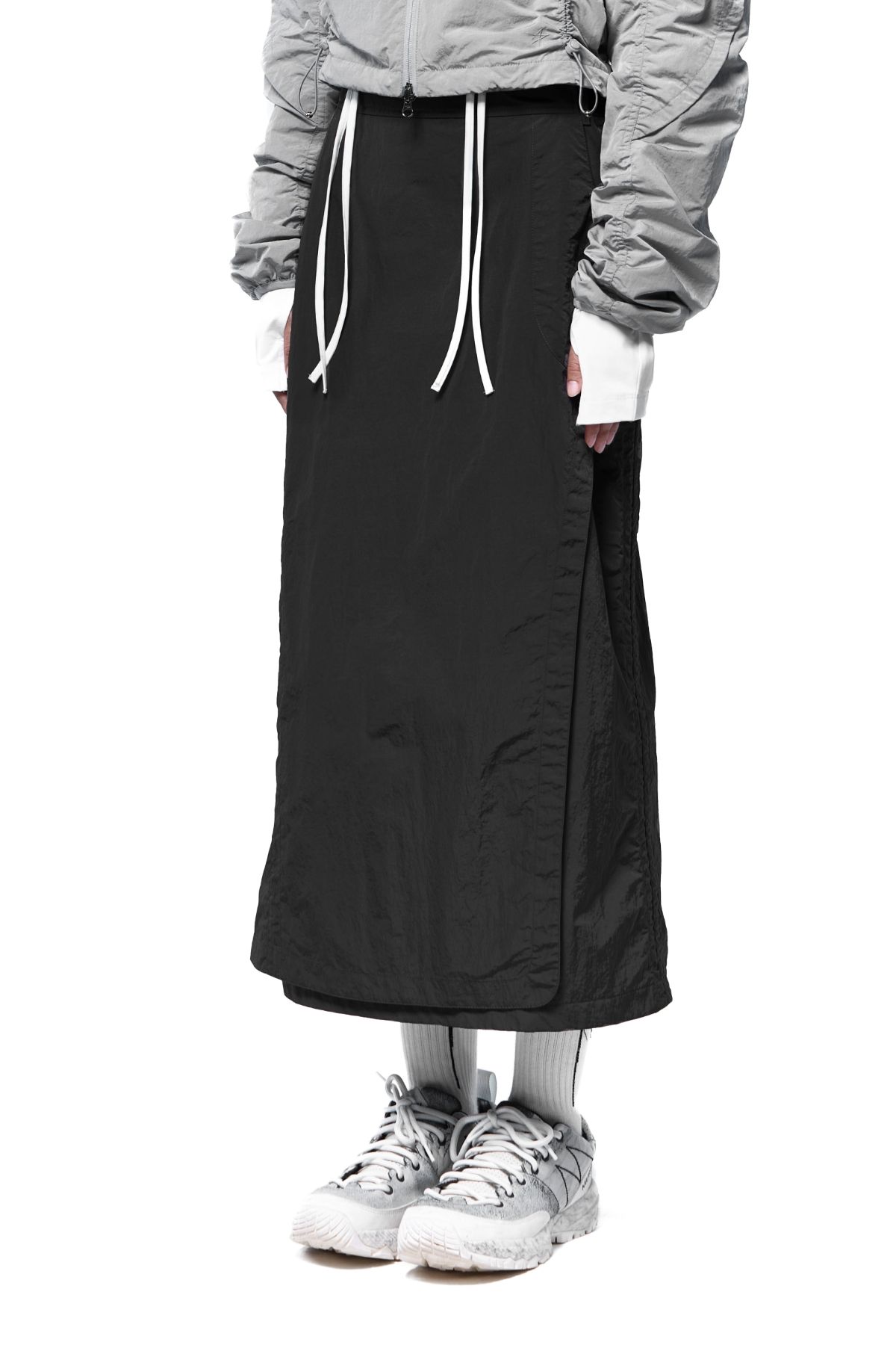 록히드마틴(LOCKHEED MARTIN) WRAPPED MIDI SKIRT (BLACK)