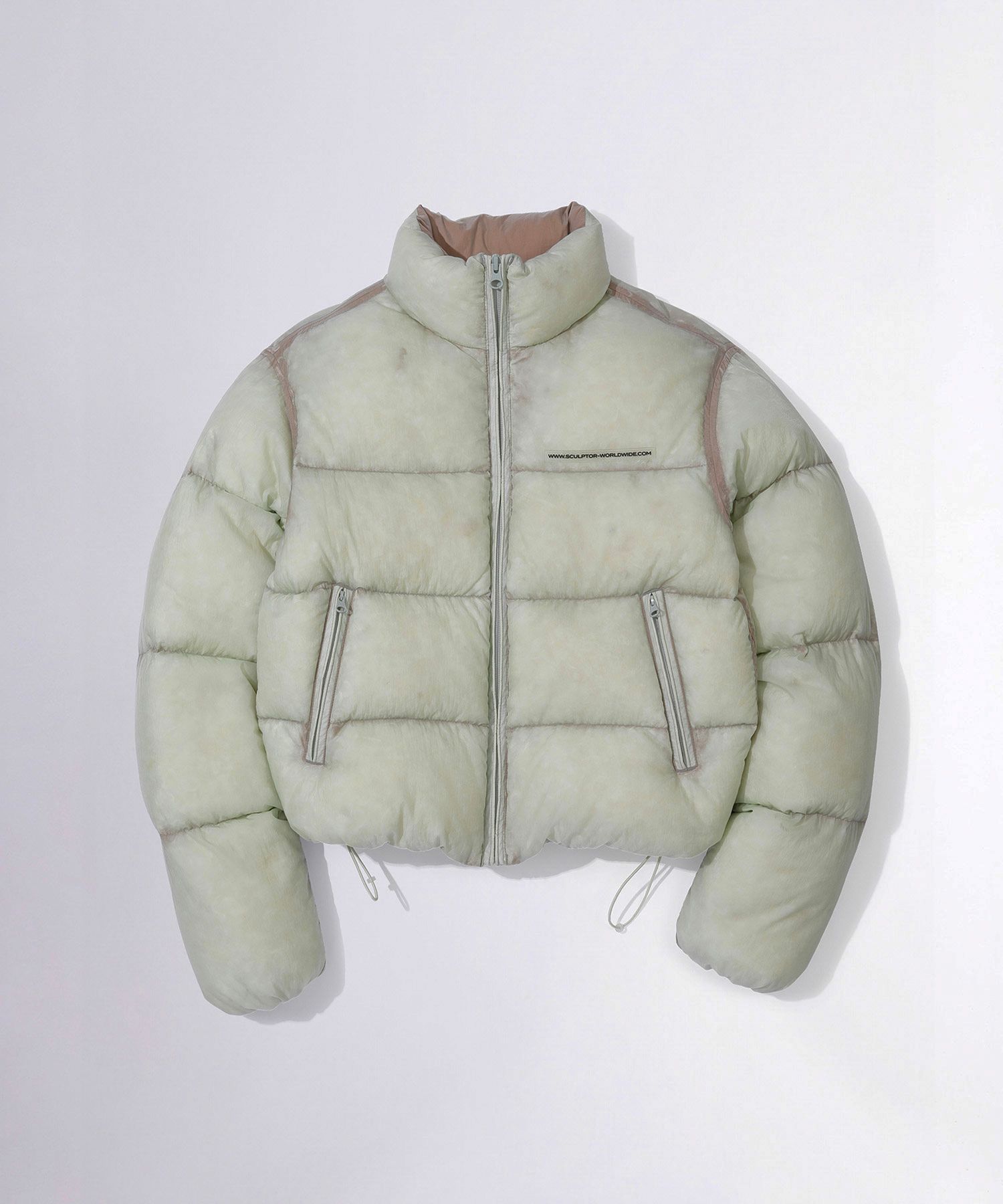 MUSINSA | SCULPTOR 104 Sheer Cropped Puffer Down Green
