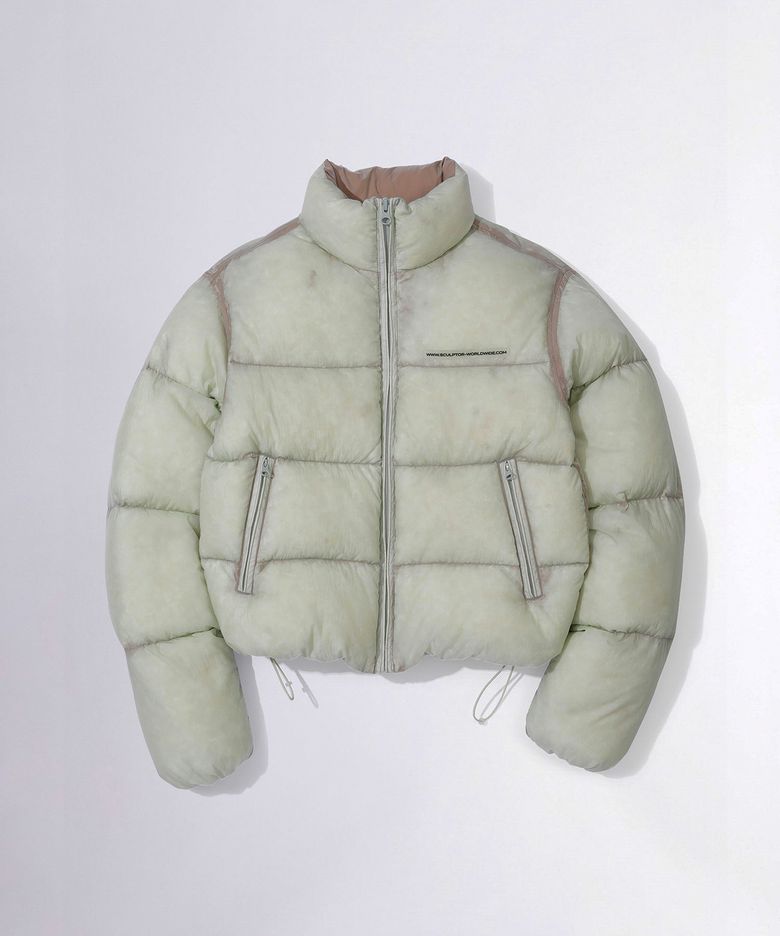 104 Sheer Cropped Puffer Down Green