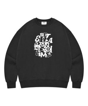 PIECE 맨투맨 티셔츠 - 블랙