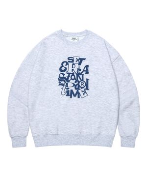 PIECE 맨투맨 티셔츠 - 화이트 멜란지