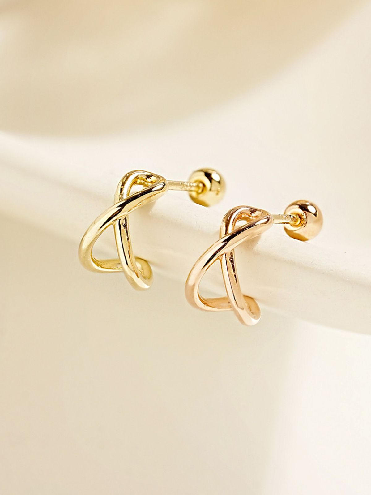 미니멀피어싱(MINIMALPIERCING) 14K 라운드 크로스 링 피어싱 귀걸이