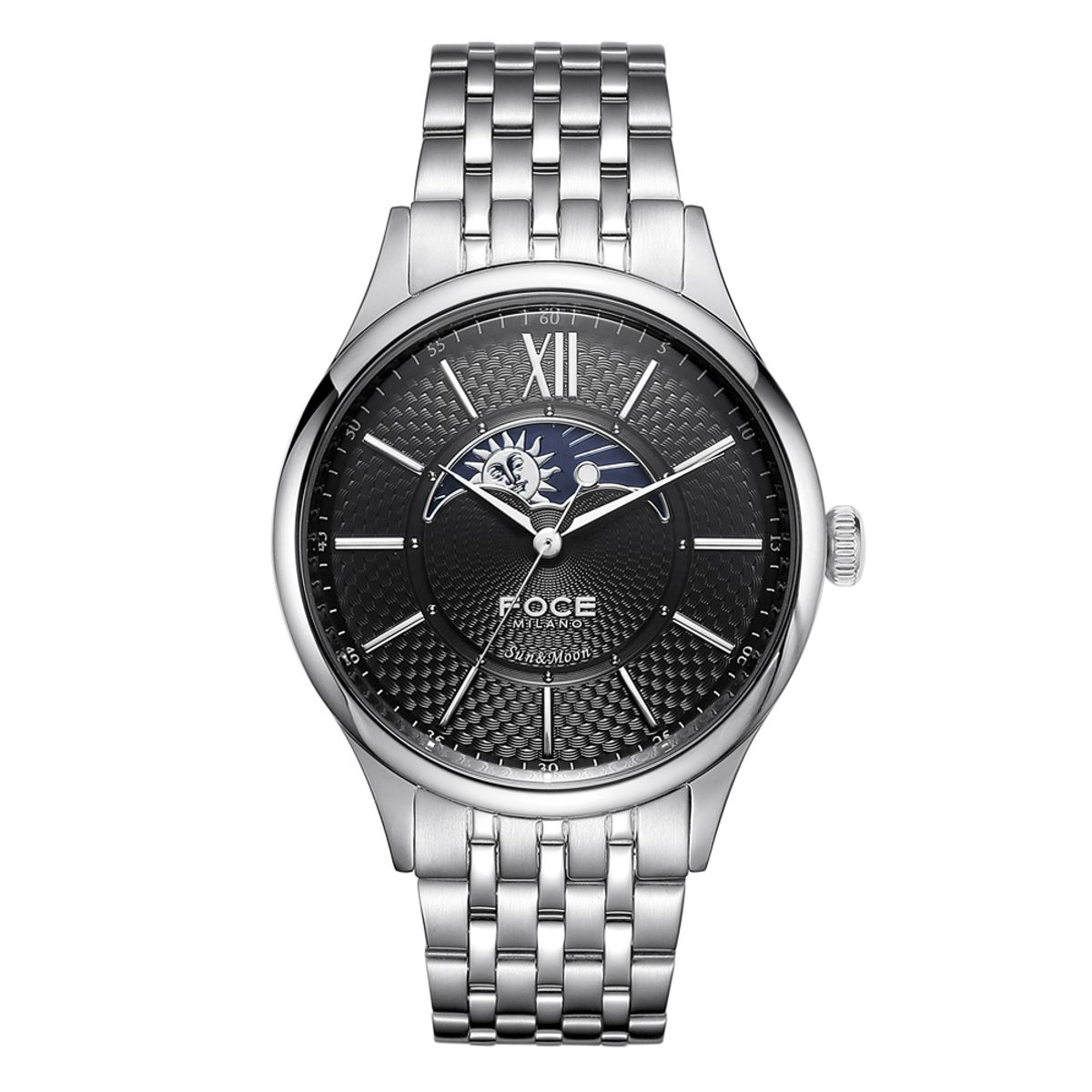 포체(FOCE) 41mm 남성 썬앤문 메탈시계 FM7602GM-BK