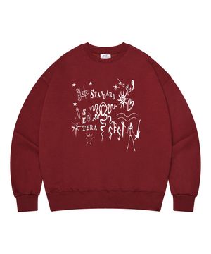 DRAW 맨투맨 티셔츠 - 버건디