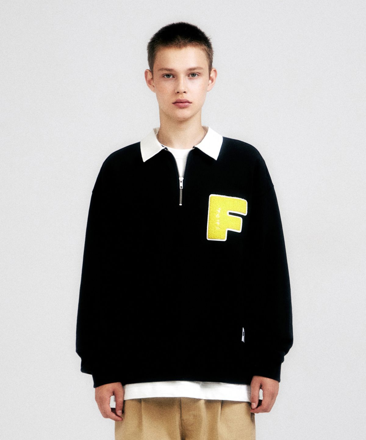 피도디도(FIDO DIDO) Boucle Logo Half Zip Sweatshirt Navy