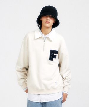 Boucle Logo Half Zip Sweatshirt Beige