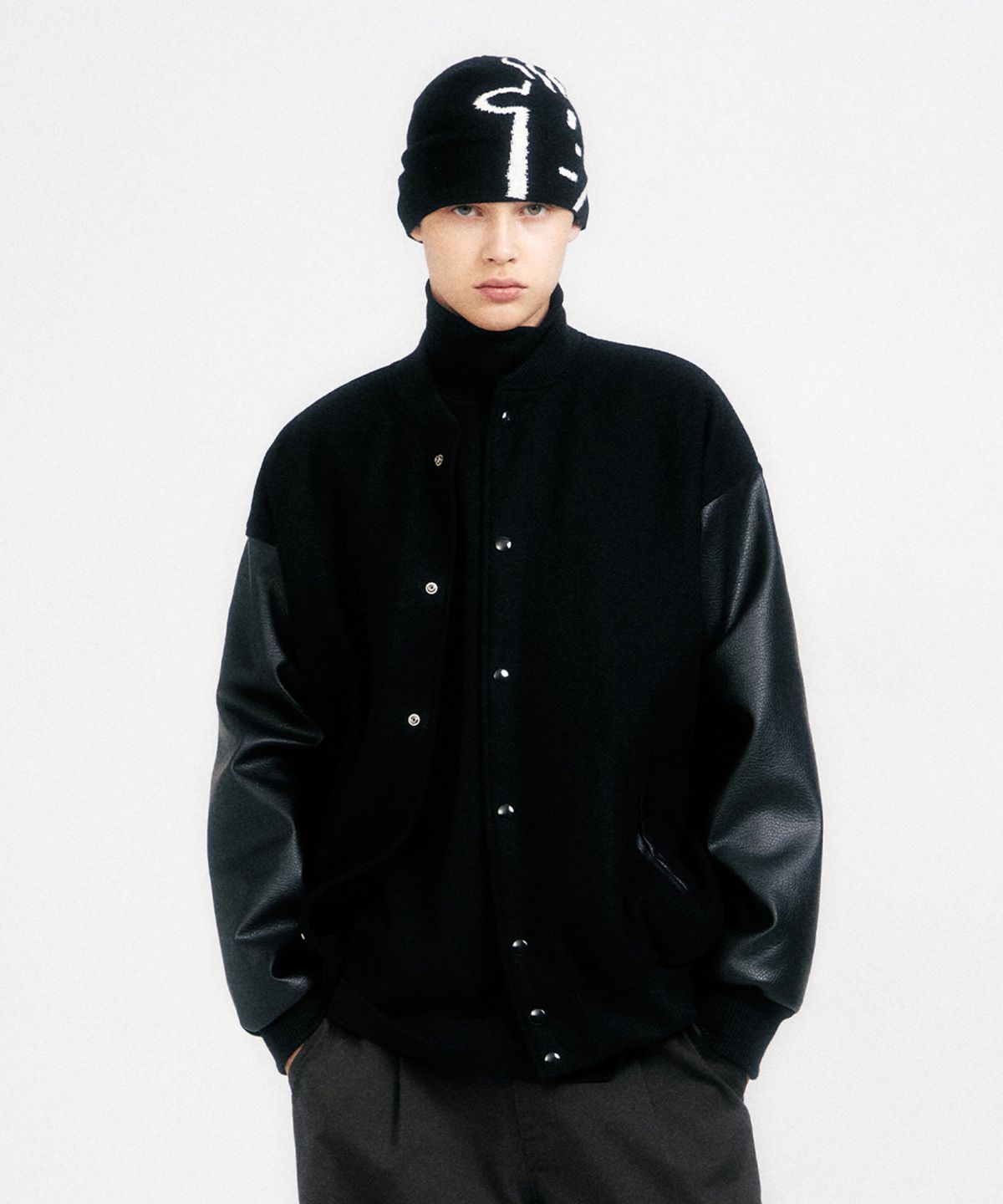피도디도(FIDO DIDO) FD Standard Varsity Jacket Black