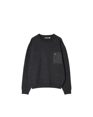 나일론 포켓 크루넥 스웨터 (차콜)