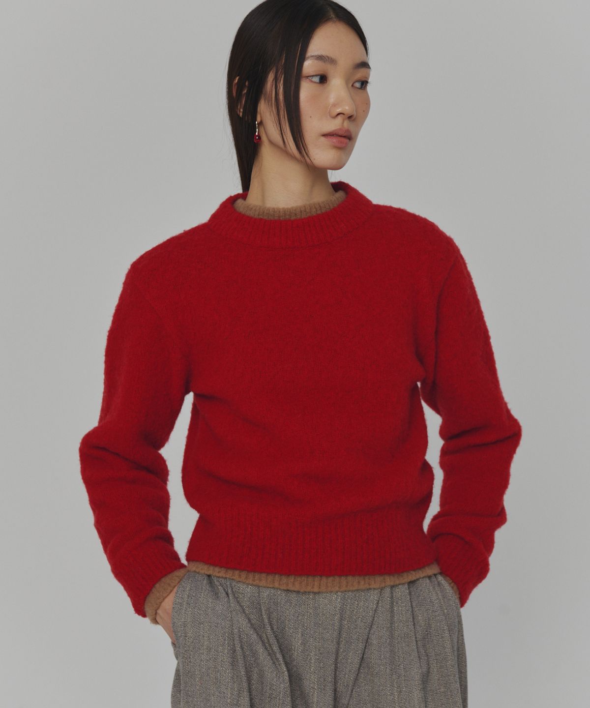 아모멘토(AMOMENTO) FLUFFY BRUSHED KNIT_RED