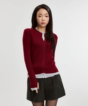 레이어드 투톤 칼라 니트