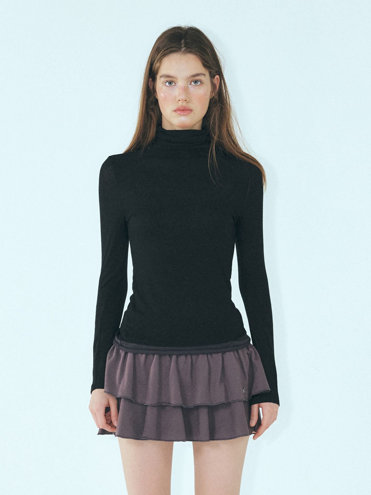 에트몽(ETMON) Layered Turtleneck T-Shirt, Black