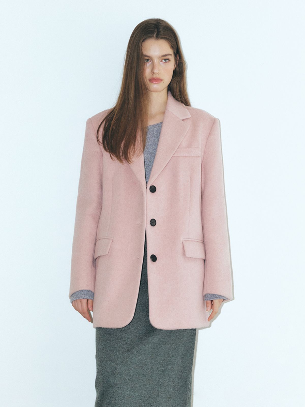 에트몽(ETMON) Alpaca Wool Winter Jacket, Pink
