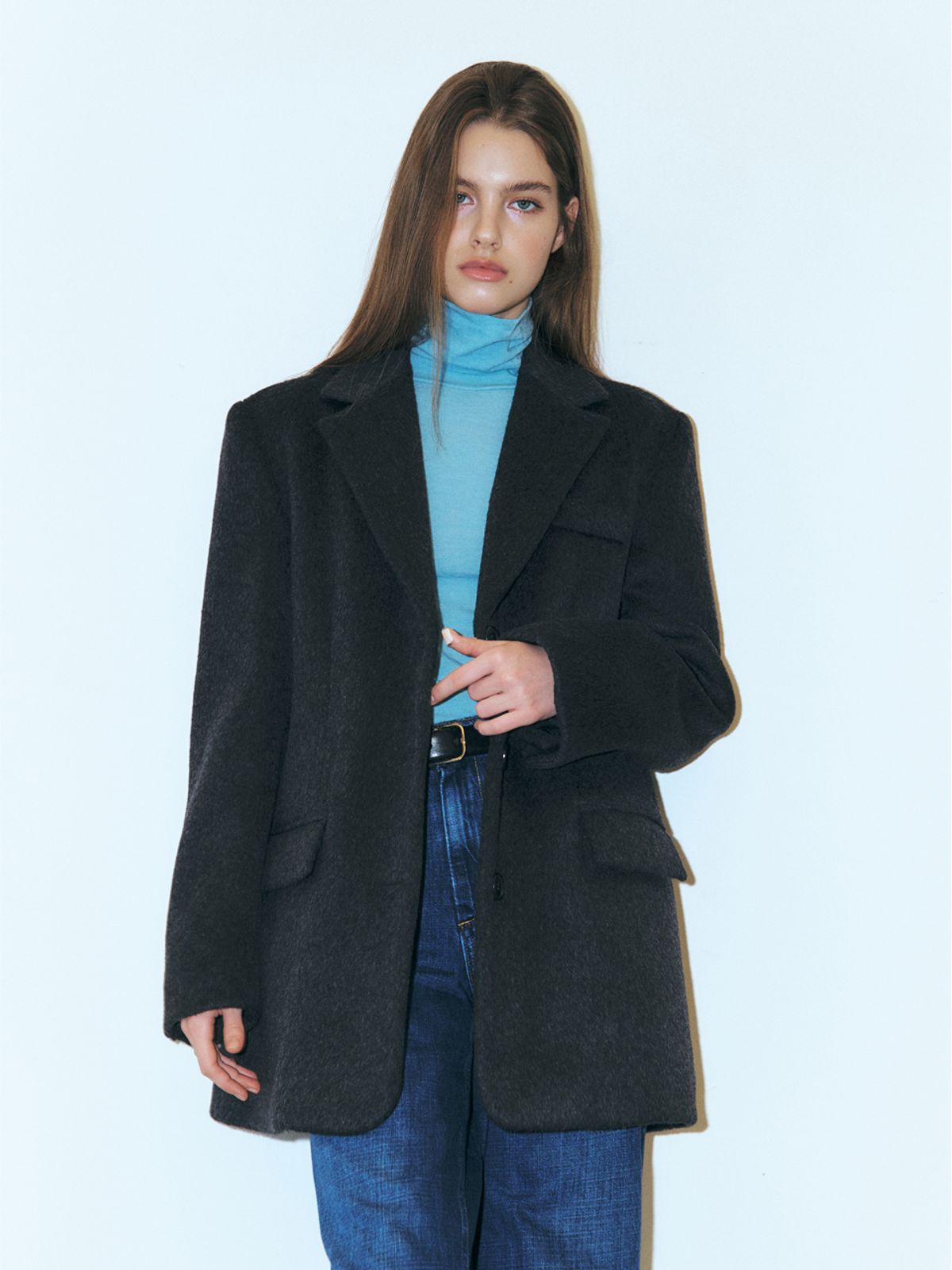 에트몽(ETMON) Alpaca Wool Winter Jacket, Charcoal