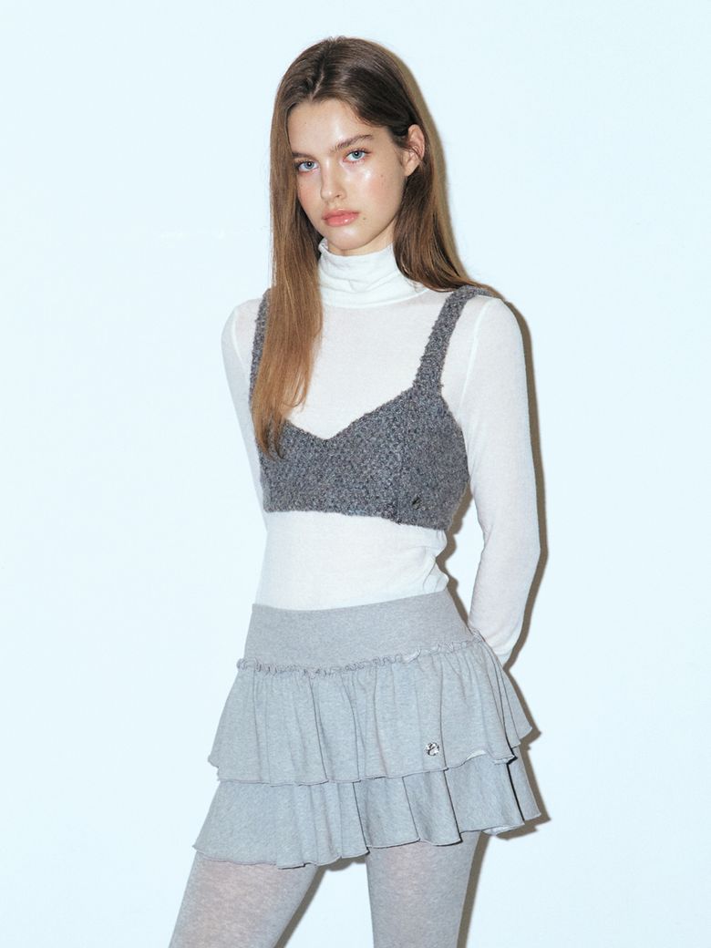 Boucle Tweed Bustier, Charcoal