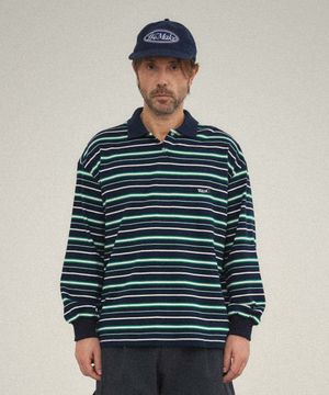 스트라이프 카라 럭비티_NAVY