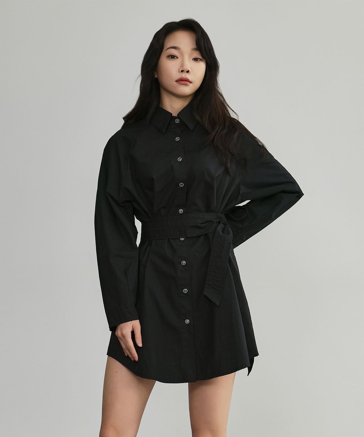 하이파이브(HYFVE) 멀티 랩핑 타이 셔츠원피스