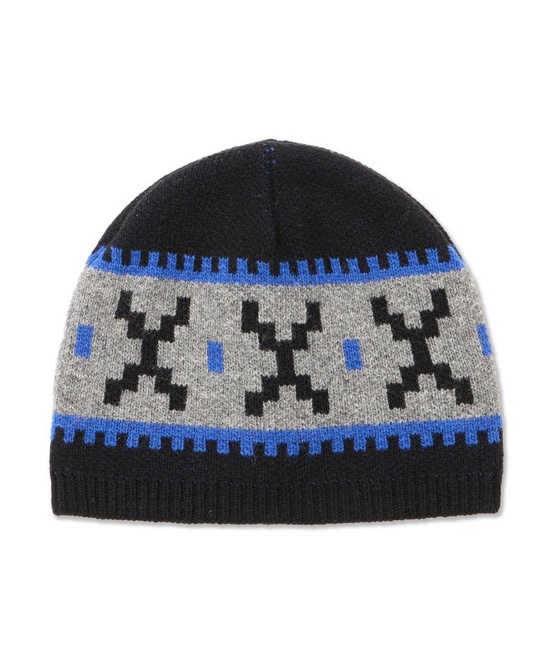 CROCHET BLOCK BEANIE BLACK