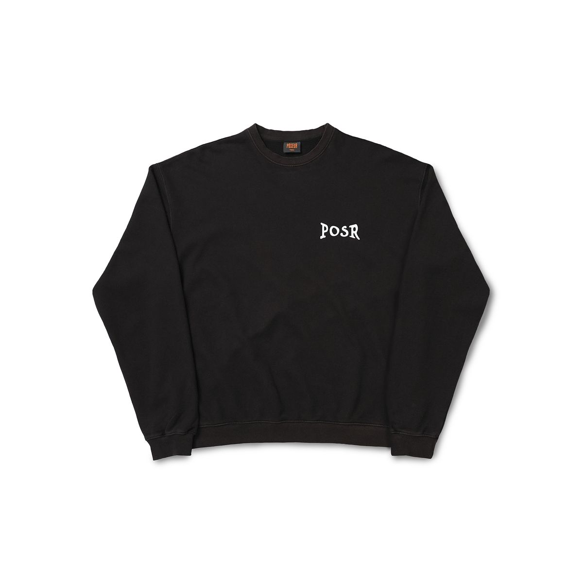 피오에스알(POSR) OVERDYED LOGO SWEATSHIRT / BLACK