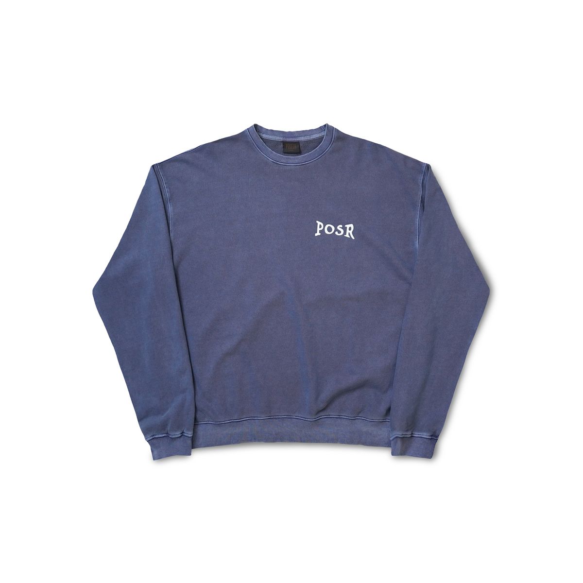 피오에스알(POSR) OVERDYED LOGO SWEATSHIRT / NAVY