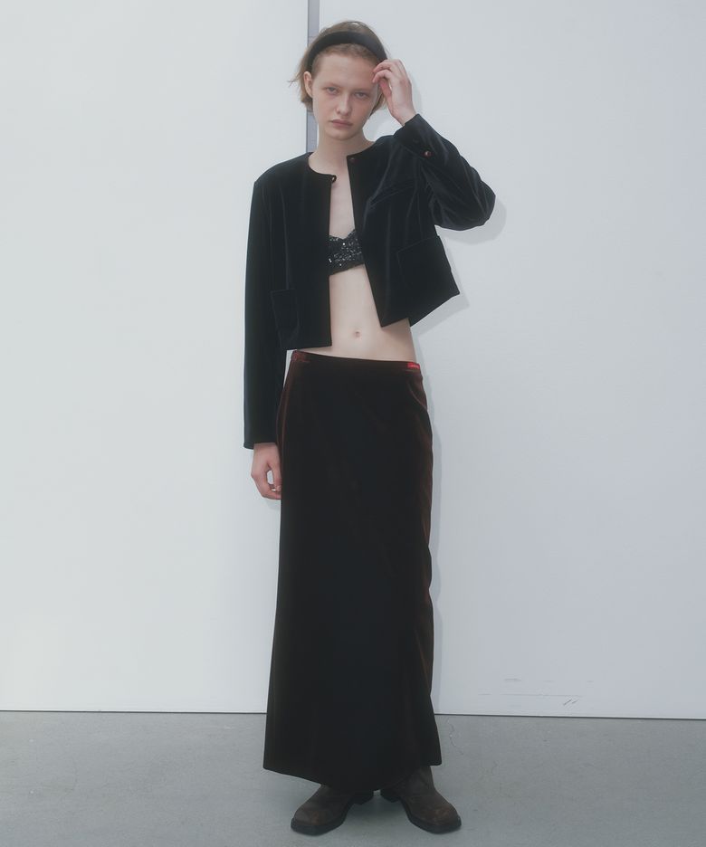 VELVET TIE JACKET _BLACK