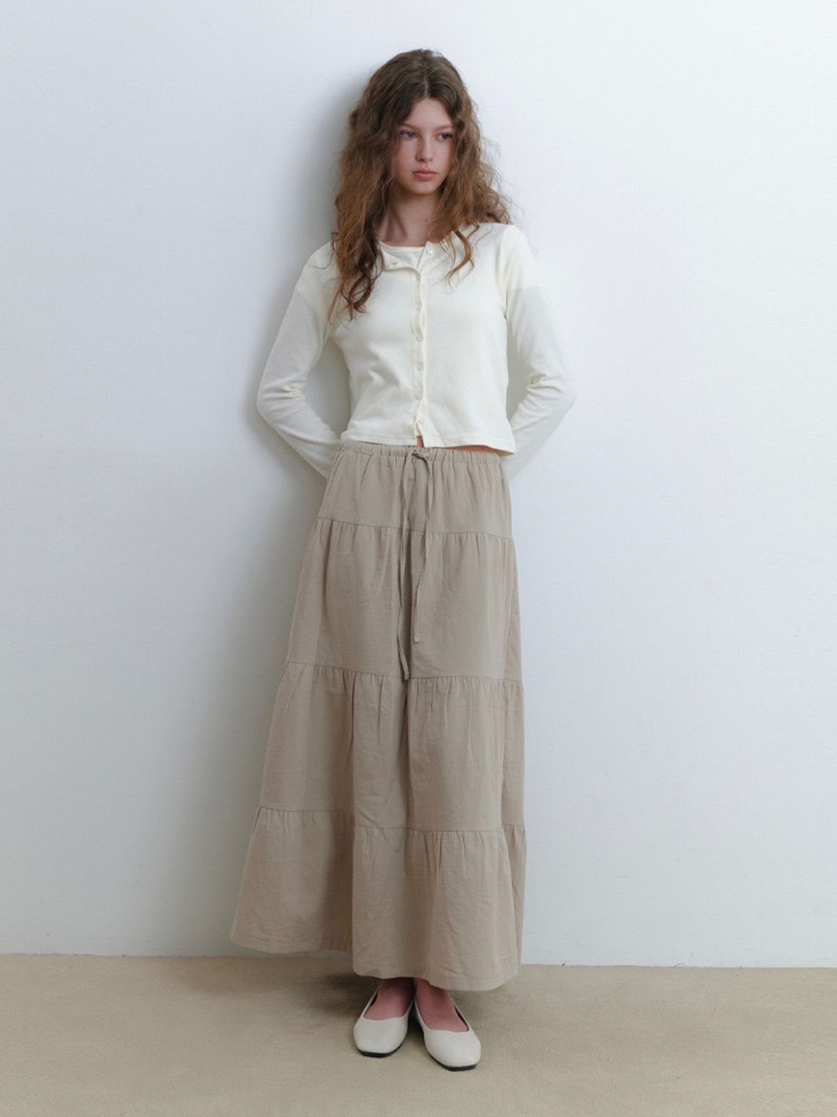 카인더베이비(KINDABABY) long cancan skirt - khaki beige