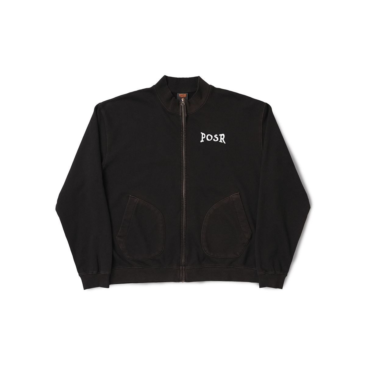 피오에스알(POSR) OVERDYED LOGO ZIP JACKET / BLACK