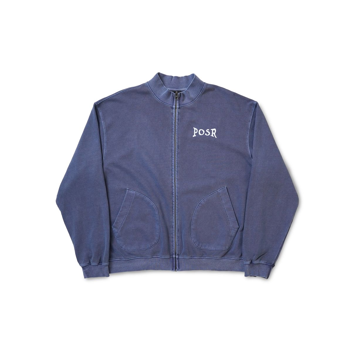 피오에스알(POSR) OVERDYED LOGO ZIP JACKET / NAVY