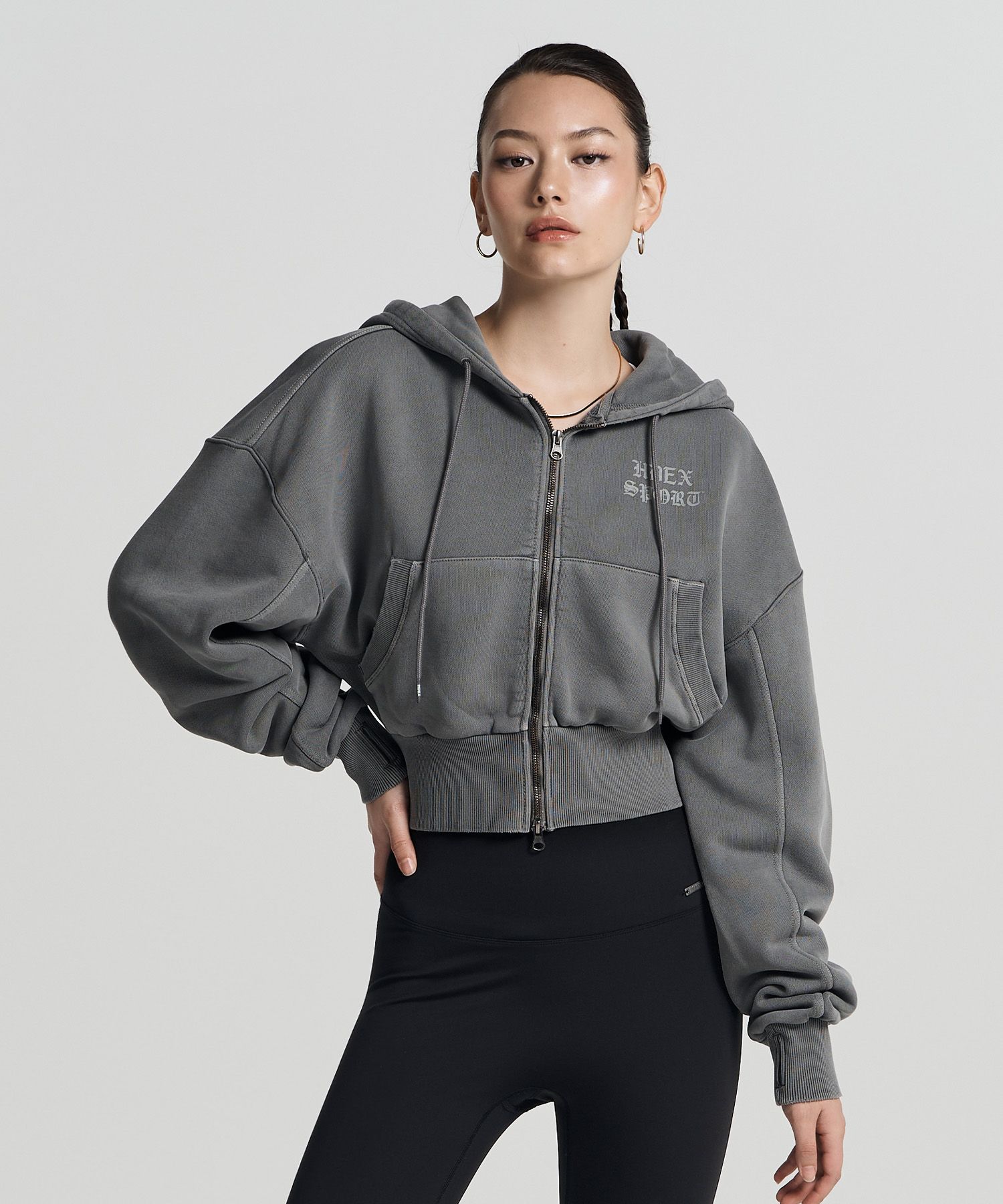 【HDEX】 Women's Lettering Pigment Crop Hoodie Zip-Up MUSINSA | HDEX Women's Lettering Pigment Crop Hoodie Zip-Up