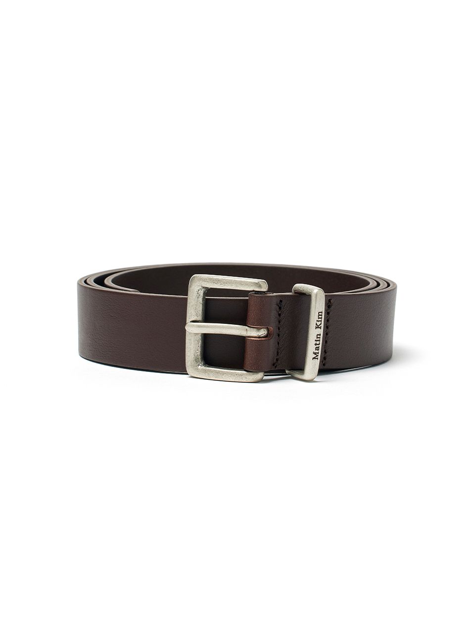 MUSINSA | MATIN KIM VINTAGE LEATHER BELT IN DARK BROWN
