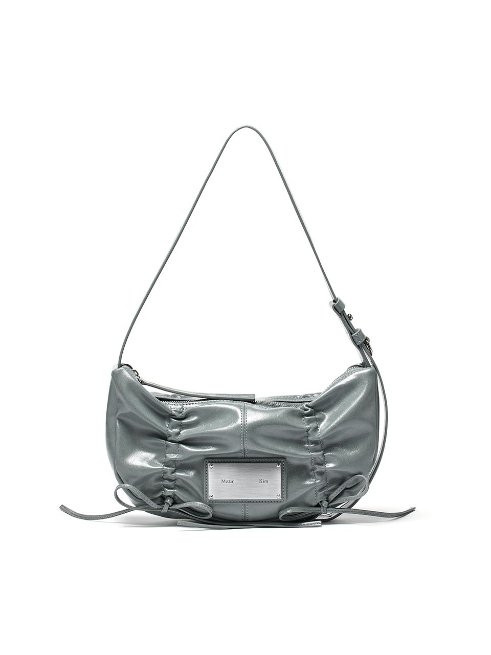 HALF SHIRRING RIBBON ROUND BAG IN BLACK – Matin Kim