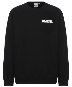 레트로 팝아트 로고 기모 맨투맨 티셔츠 블랙