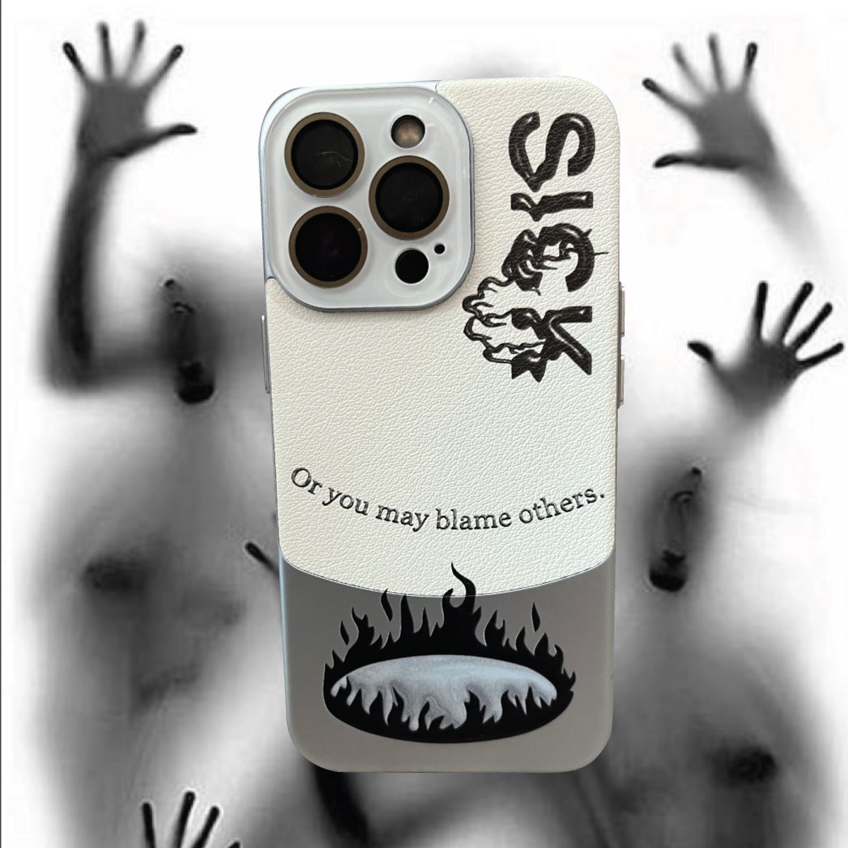 블레임 스튜디오(BLAMESTUDIO) blame sick White Leather Metal Case
