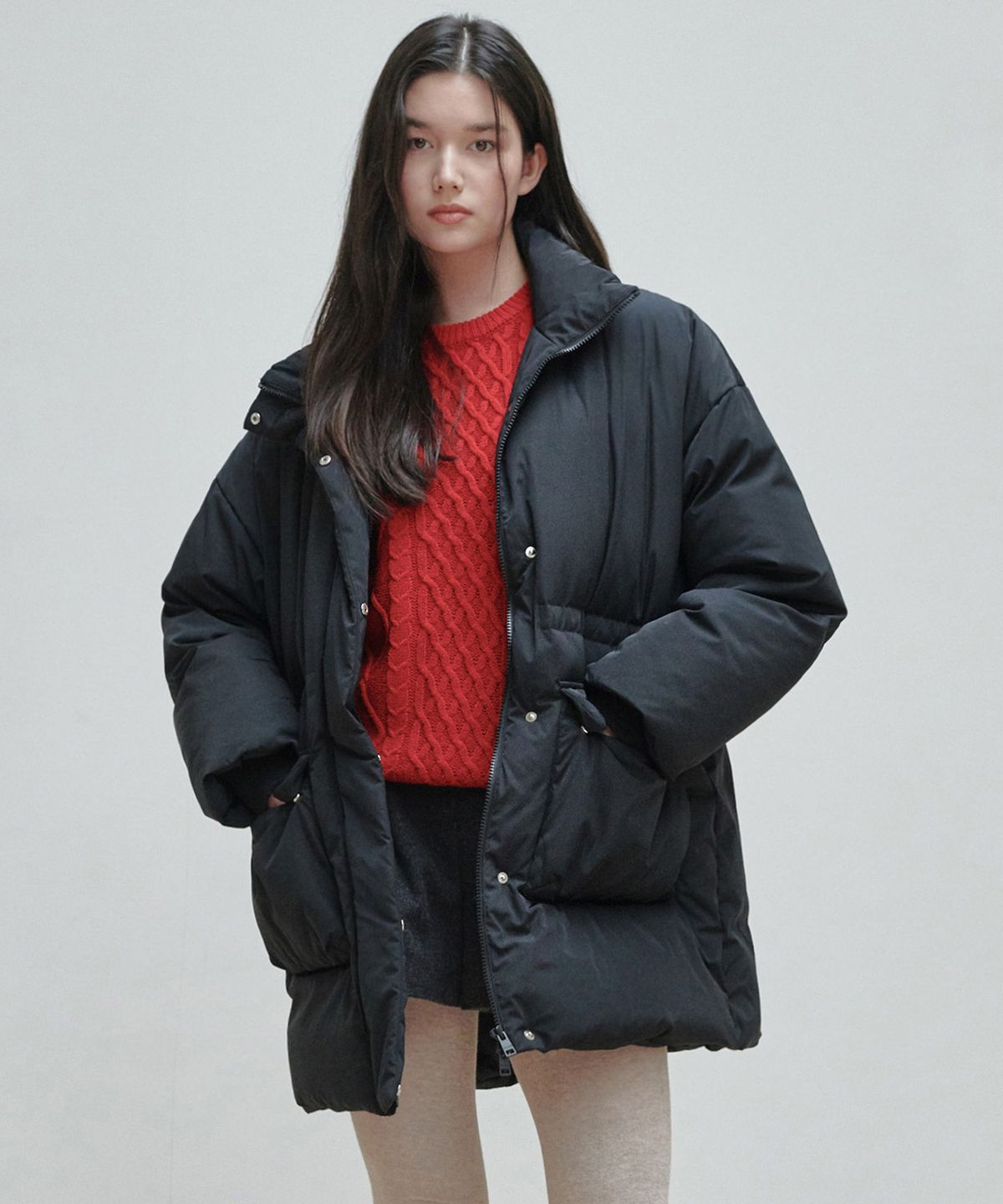 플랙 우먼(PLAC WOMEN) 폼폼 푸퍼 자켓 블랙